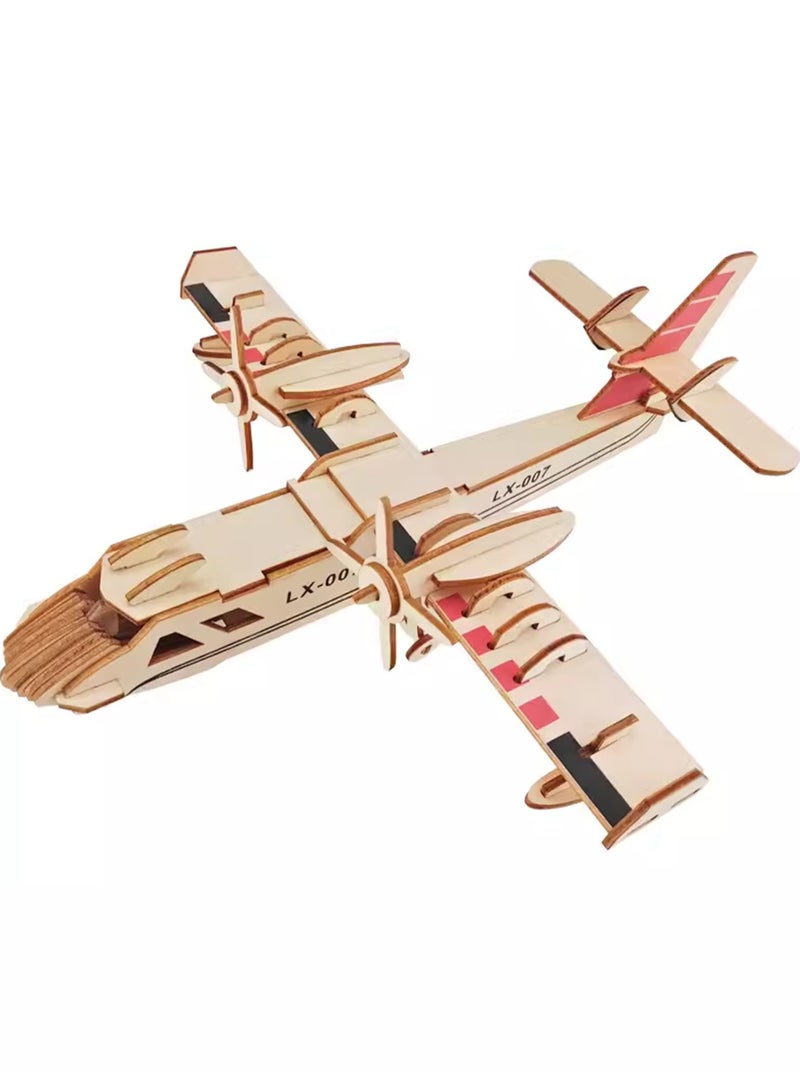 Wooden Puzzle 3D Model Military Building Blocks Assembly Toy Boy (Amphibious Bomber) - Image 1